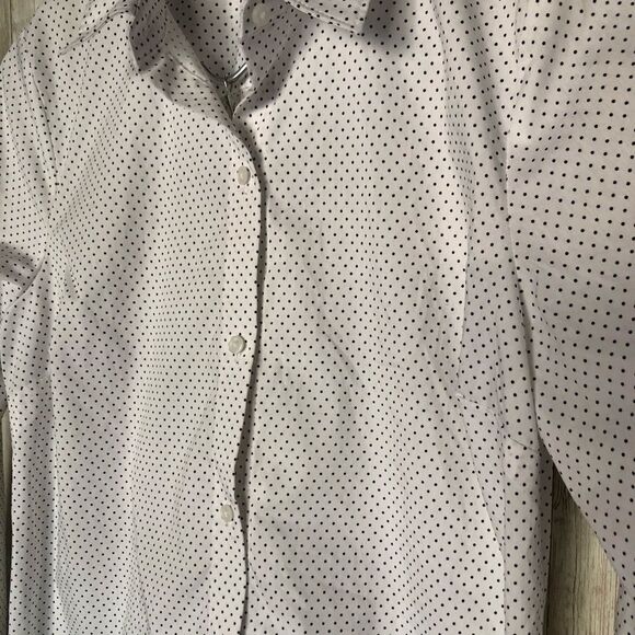Apt. 9 White Polka Dot Long Sleeve Button-Up SMALL - Picture 4 of 7